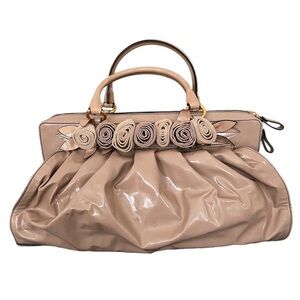 Valentino Garavani Beige Satchel with Floral Accents